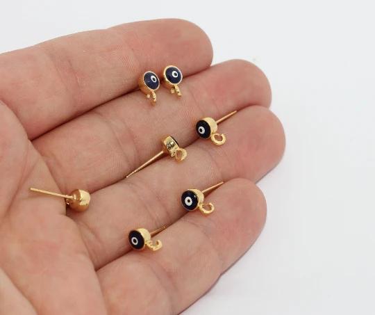 24 Ayar Altın Kaplama Sallantılı Nazar Boncuklu Küpe