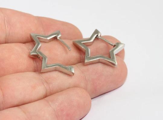 Rodyum Kaplama Gümüş Yıldız Küpe