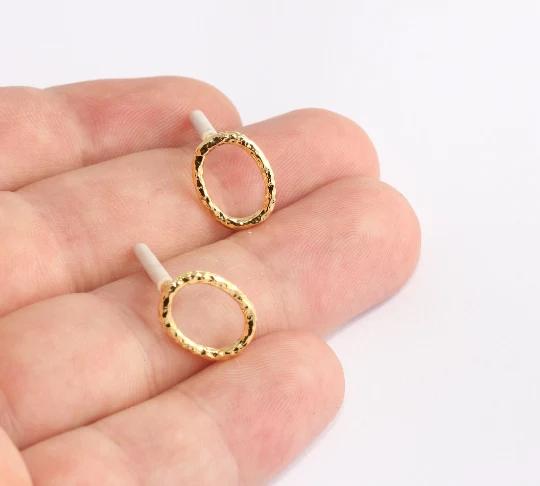 24 Ayar Altın Kaplama Oval Küpe