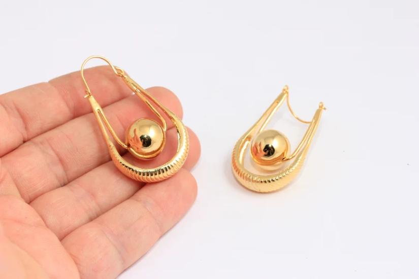 24 Ayar Altın Kaplama Toplu Büyük Damla Küpe