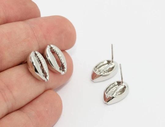 Gümüş Kaplama Deniz Kabuğu Oval Küpe