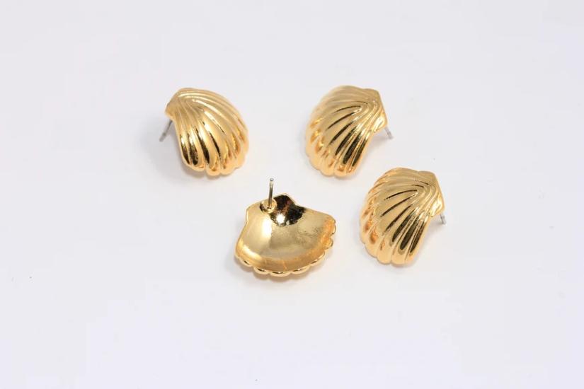 24 Ayar Altın Kaplama Deniz Kabuğu Küpe