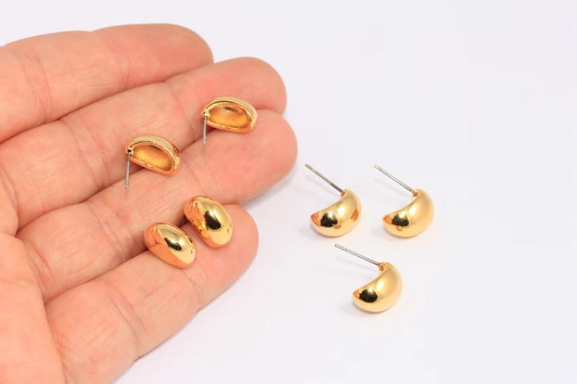 24 Ayar Altın Kaplama Parlak Damla Küpe