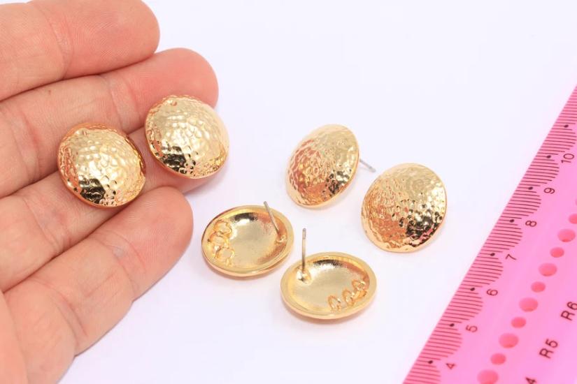 24 Ayar Altın Kaplama Dövme Yuvarlak Küpe