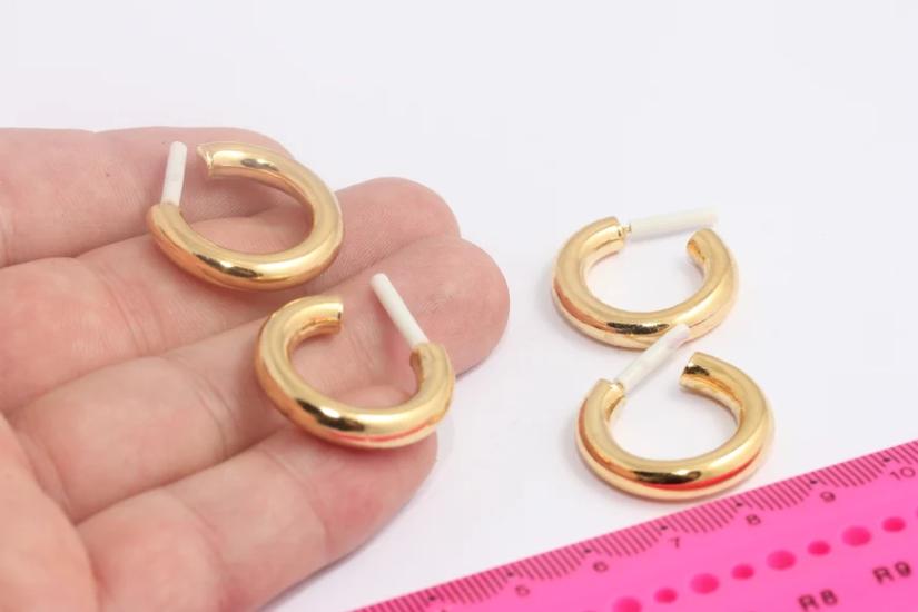 24 Ayar Altın Kaplama Kalın Yuvarlak Tüp Halka Küpe