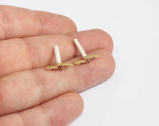 24 Ayar Altın KaplamaMor Taşlı Yıldırım Küpe