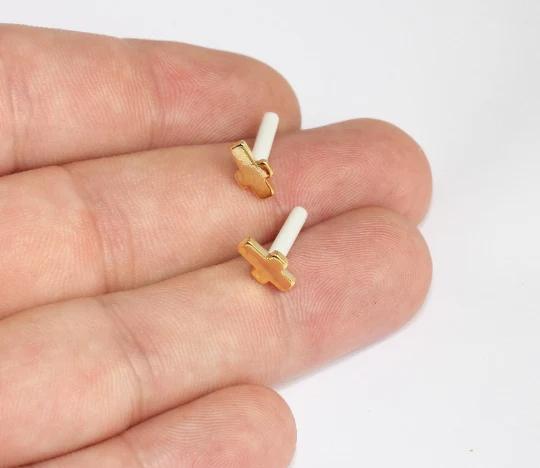 24 Ayar Altın Kaplama Haç Küpe