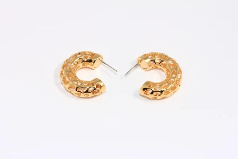 24 Ayar Altın Kaplama Delikli Boru Halka Küpe