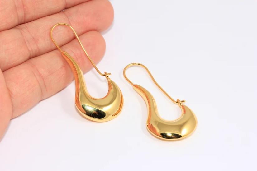 24 Ayar Altın Kaplama Sarkıt Damla Küpe