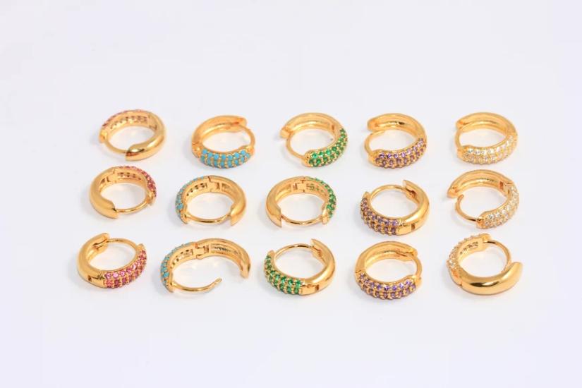 24 Ayar Altın Kaplama Zirkon Taşlı Halka Küpe