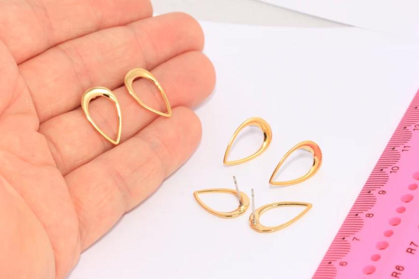 24 Ayar Altın Kaplama Damla Küpe