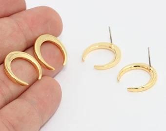 24 Ayar Altın Kaplama Ay Küpe