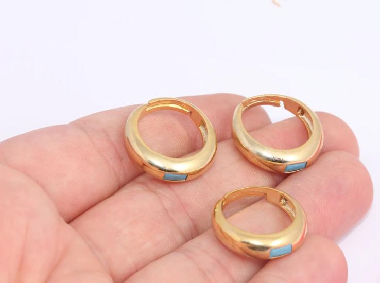 24 Ayar Altın Kaplama Turkuaz Taşlı Halka Küpe