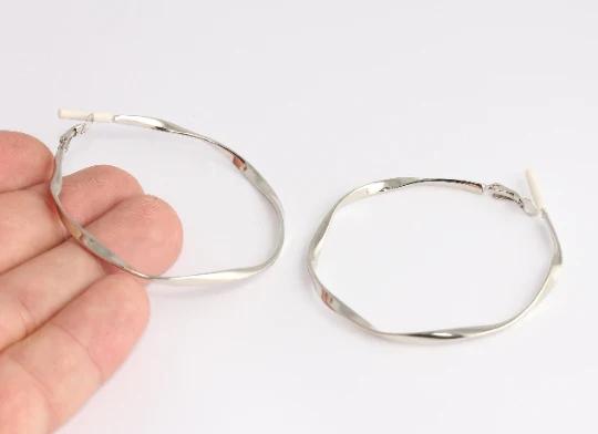 Rodyum Kaplama Gümüş Burgulu Büyük Halka Küpe