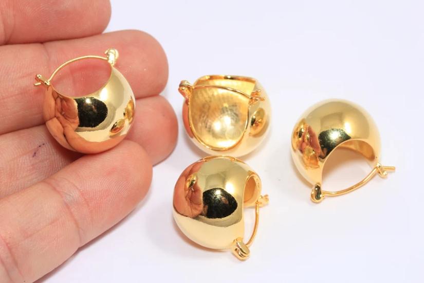 24 Ayar Altın Kaplama Damla Top Küpe