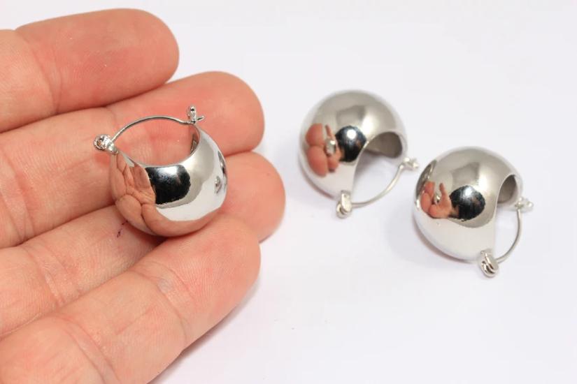 Rodyum Kaplama Gümüş Damla Top Küpe