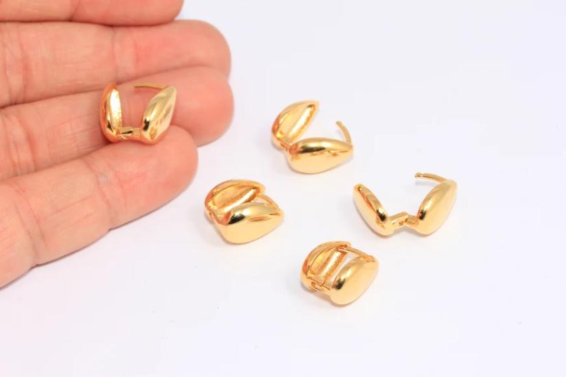 24 Ayar Altın Kaplama Çift Taraflı Kapama Damla Küpe