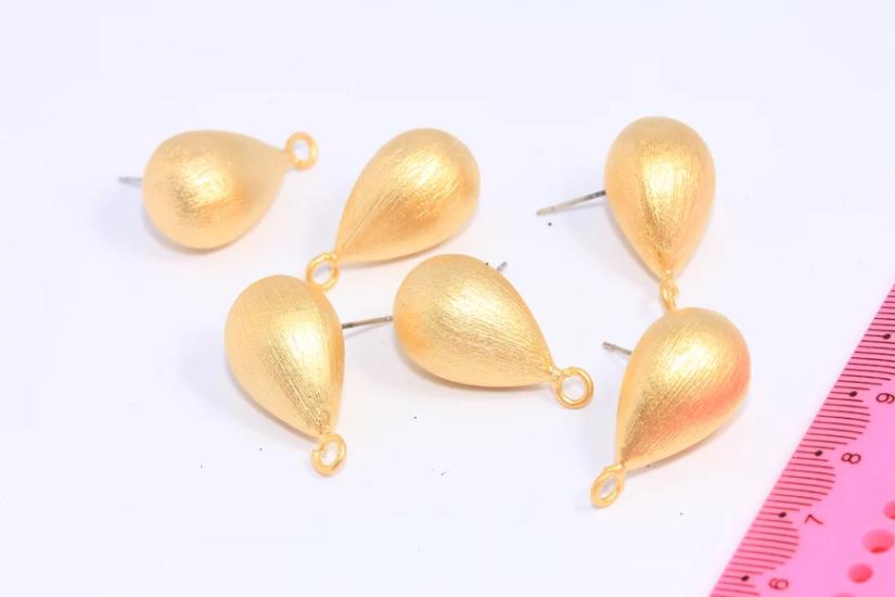 24 Ayar Altın Kaplama Mat Sallantılı Balon Damla Küpe