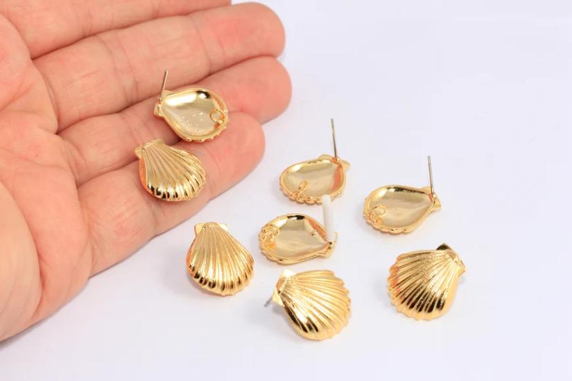 24 Ayar Altın Kaplama Sallantılı Deniz Kabuğu Küpe