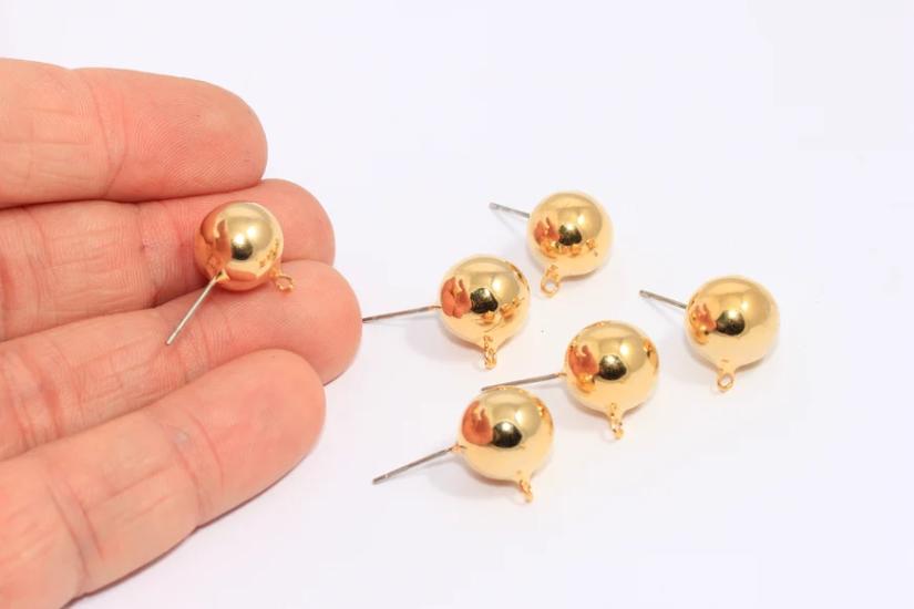 24 Ayar Altın Kaplama Sallantılı Büyük Top Küpe