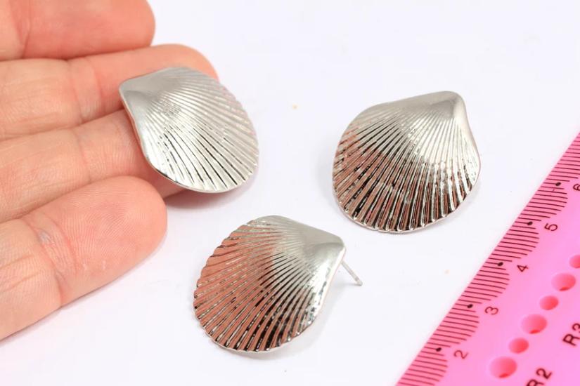 Rodyum Kaplama Gümüş Deniz Kabuğu Küpe