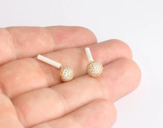 24 Ayar Altın Kaplama Beyaz Zirkon Taşlı Daire Küpe