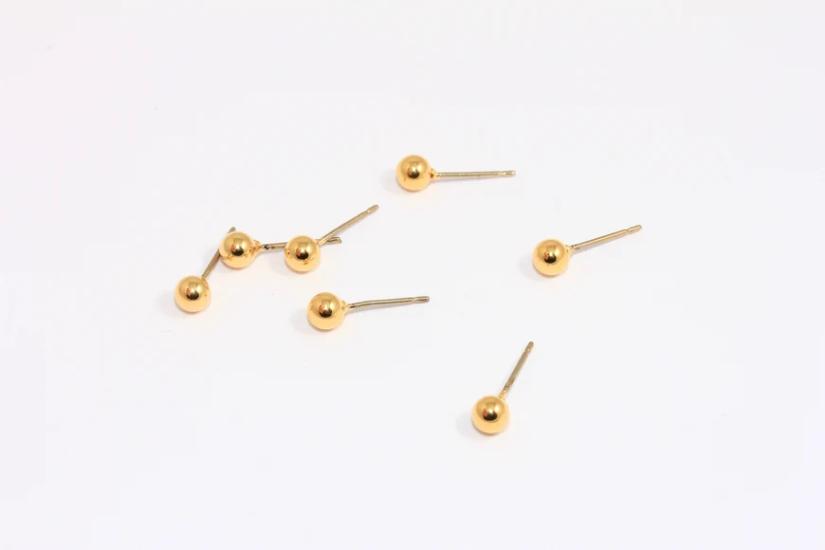 24 Ayar Altın Kaplama Mini Top Küpe