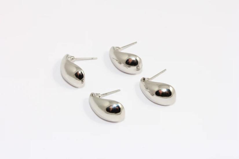 Rodyum Kaplama Kabarık Damla Küpe