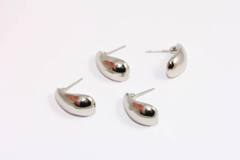 Rodyum Kaplama Kabarık Damla Küpe