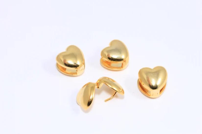 24 Ayar Altın Kaplama Çift Taraflı Kapama Kalp Küpe