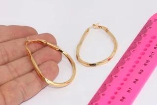 24 Ayar Altın Kaplama Bükme Büyük Oval Küpe