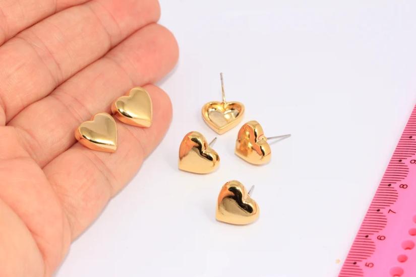 24 Ayar Altın Kaplama Kalp Küpe