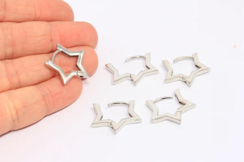 Rodyum Kaplama Gümüş Yıldız Küpe