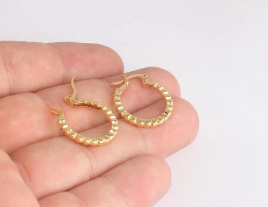 24 Ayar Altın Kaplama Küp Dövme Halka Küpe