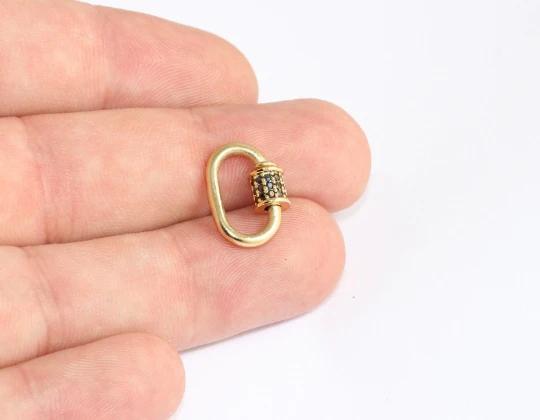 24k Altın Kaplama Siyah Zirkon Taşlı Oval Klips