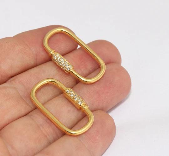 24k Altın Kaplama Beyaz Zirkon Taşlı Oval Klips