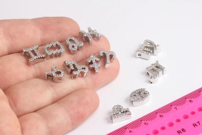 Rodyum Kaplama Beyaz Zirkon Taşlı Burç Charms