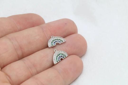 Rodyum Kaplama  Renkli Taşlı Gökkuşağı Charms