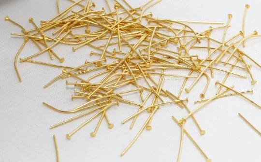 24k Altın Kaplama Düz Başlı 4 cm Takı Çivisi, Ezik Başlı Takı Çivisi