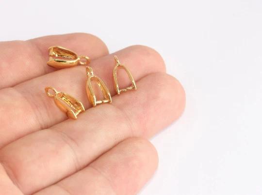 24k Parlak Altın Kaplama Kolye Asma Aparatı, Mengeç Tepelik