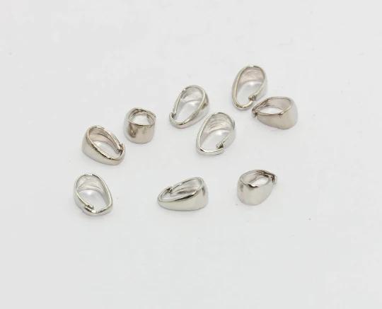 Gümüş Renk Rodyum Kaplama 5 Adet 9 mm Oval Tepelik Mengeç, Kolye Tepeliği