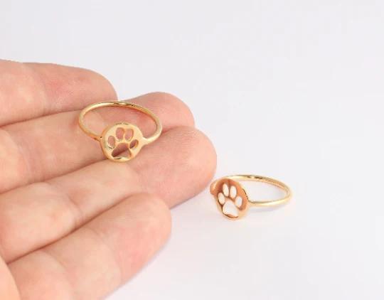 24 Ayar Altın Kaplama Kedi Patisi  Yüzük