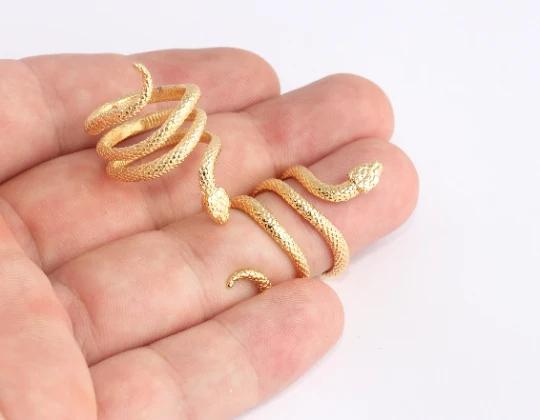 24 Ayar Altın Kaplama Sarmal Yılan  Yüzük