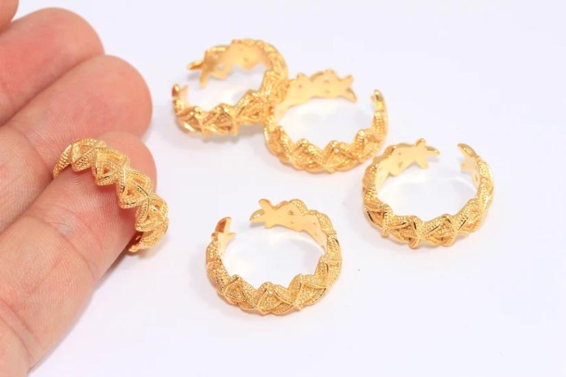 24 Ayar Altın Kaplama  Deniz Yıldızı Bant  Yüzük