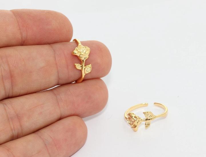 24 Ayar Altın Kaplama  Çiçek  Yüzük