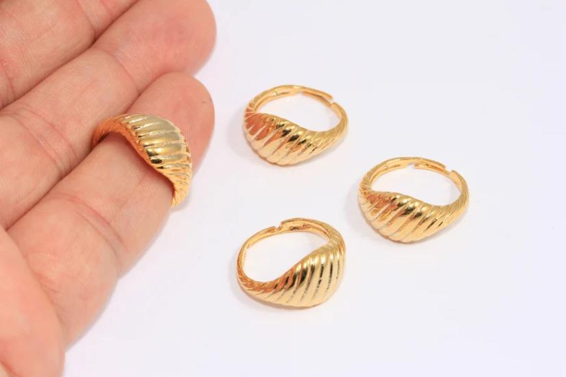 24 Ayar Altın Kaplama  Deniz Kabuğu  Yüzük