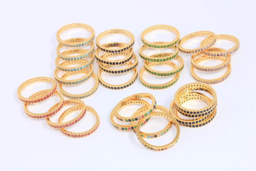 24 Ayar Altın Kaplama Renkli Zirkon Taşlı Yüzük