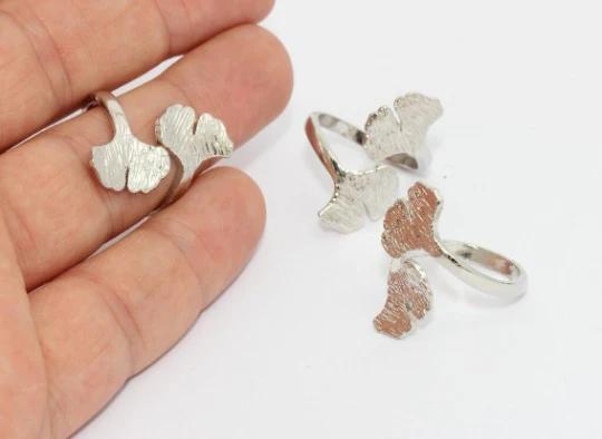 Gümüş Kaplama  Gingko Bilboa Yaprağı  Yüzük