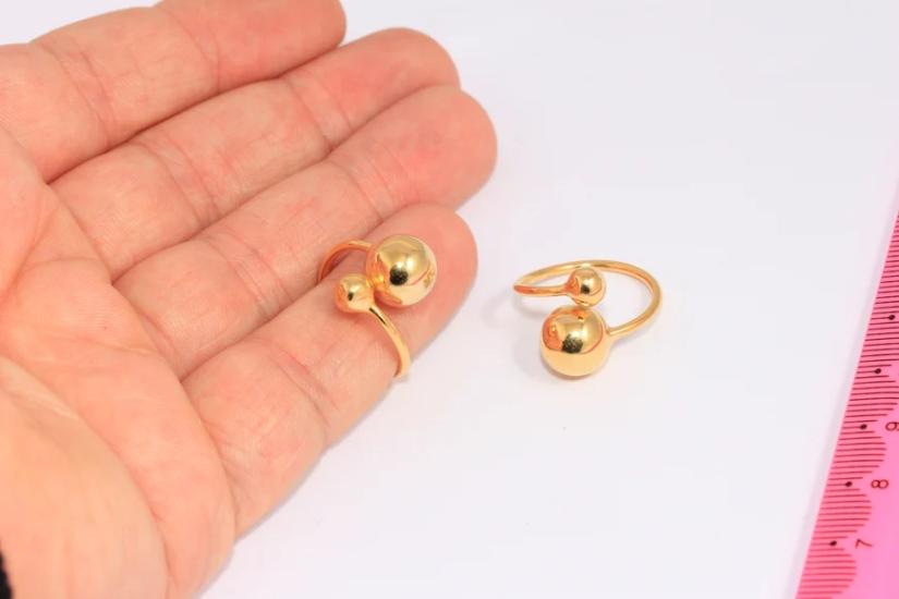 24 Ayar Altın Kaplama  Mini Top Uçlu  Yüzük