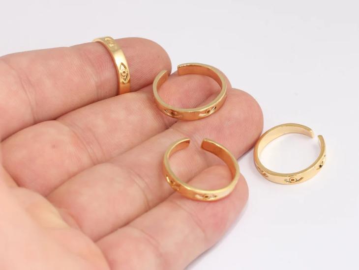 24 Ayar Altın Kaplama  Göz Nazar Desenli  Yüzük